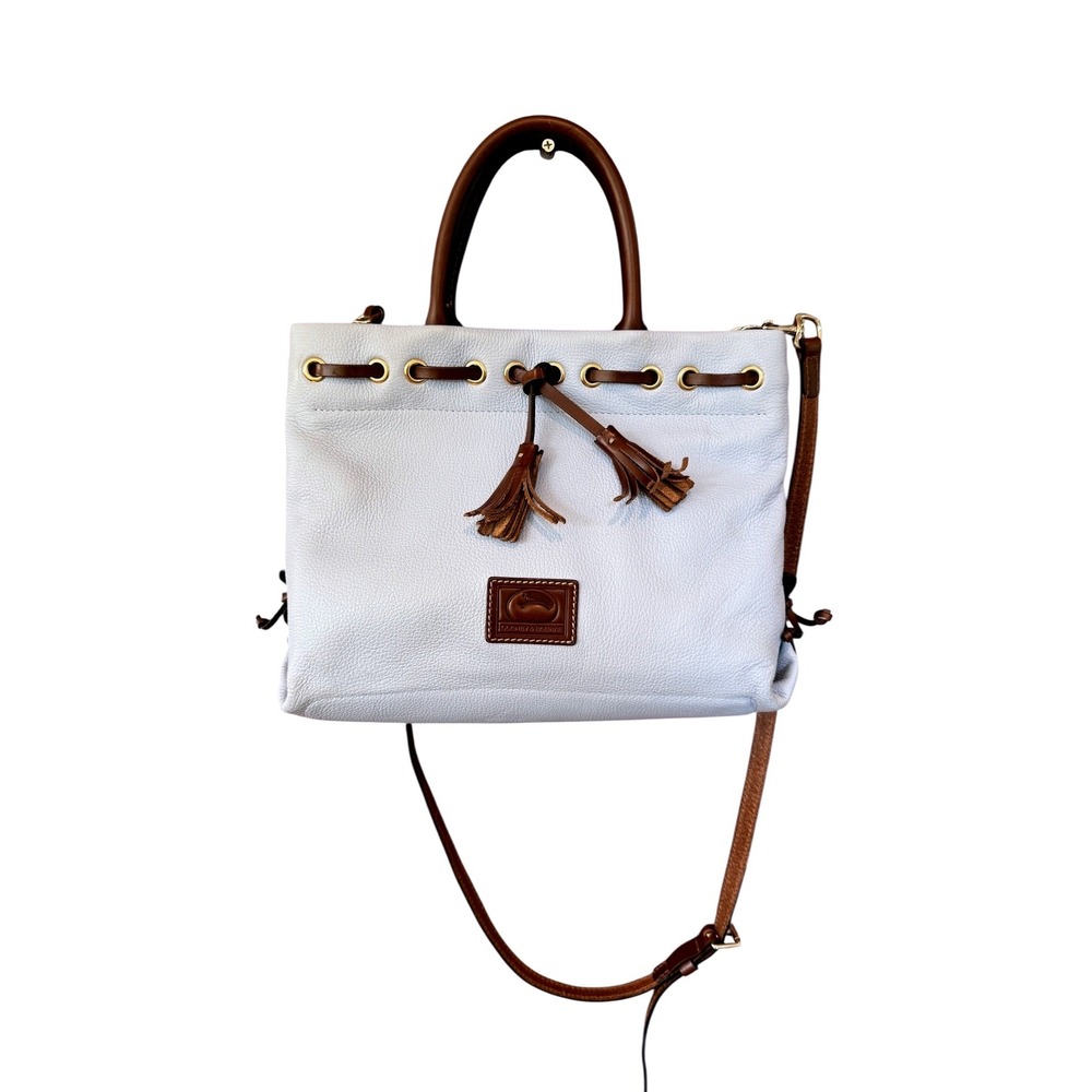 Dooney & Bourke Light Blue Pebble Leather Tassel Satchel Crossbody Bag